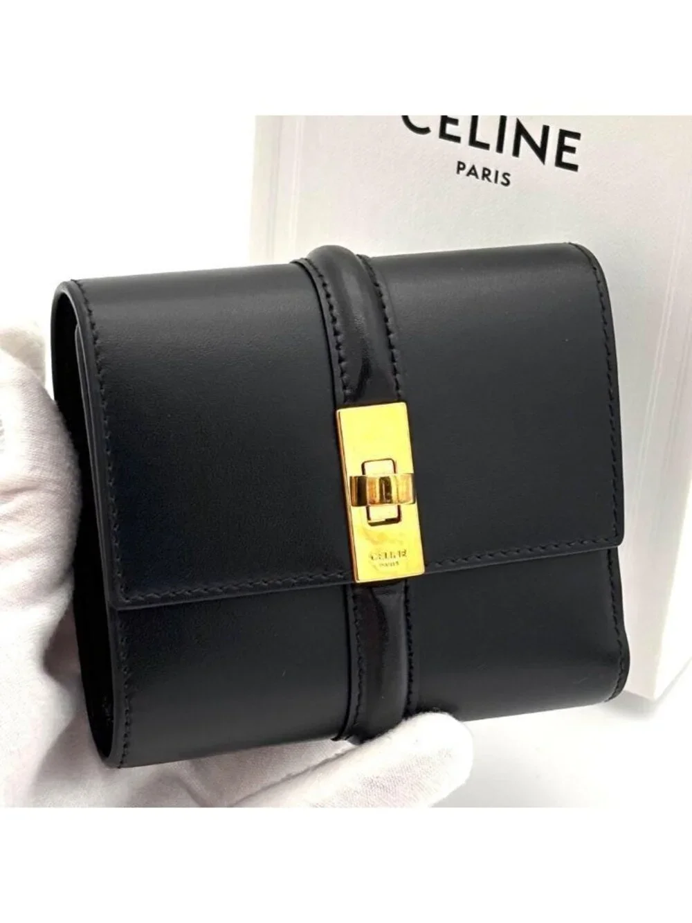 Celine Wallet Small Trifold Black